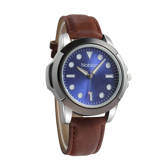 noblag sports men's watches blue dial brown
